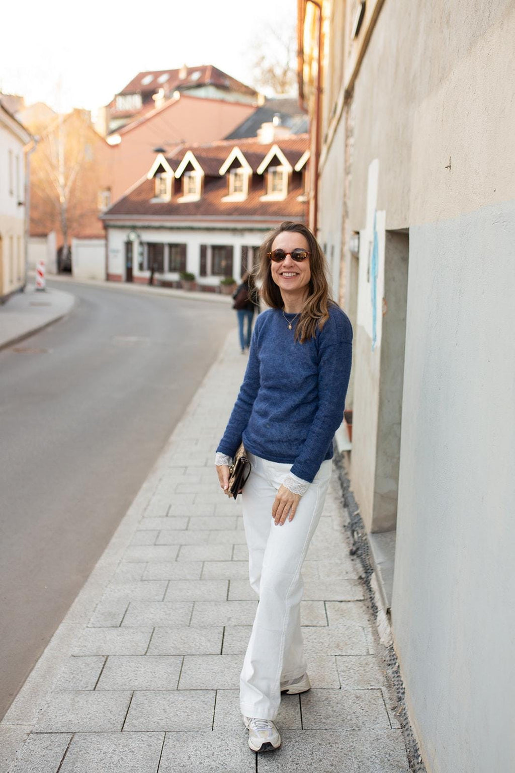 Handmade Mohair Silk Sweater for Women, Soft Blue Knit Pullover, Lightweight Luxury Mohair Jumper