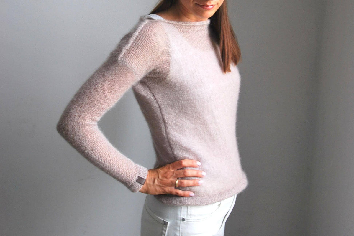 Beige Mohair Bridal Sweater: Sheer Knit Wedding Pullover
