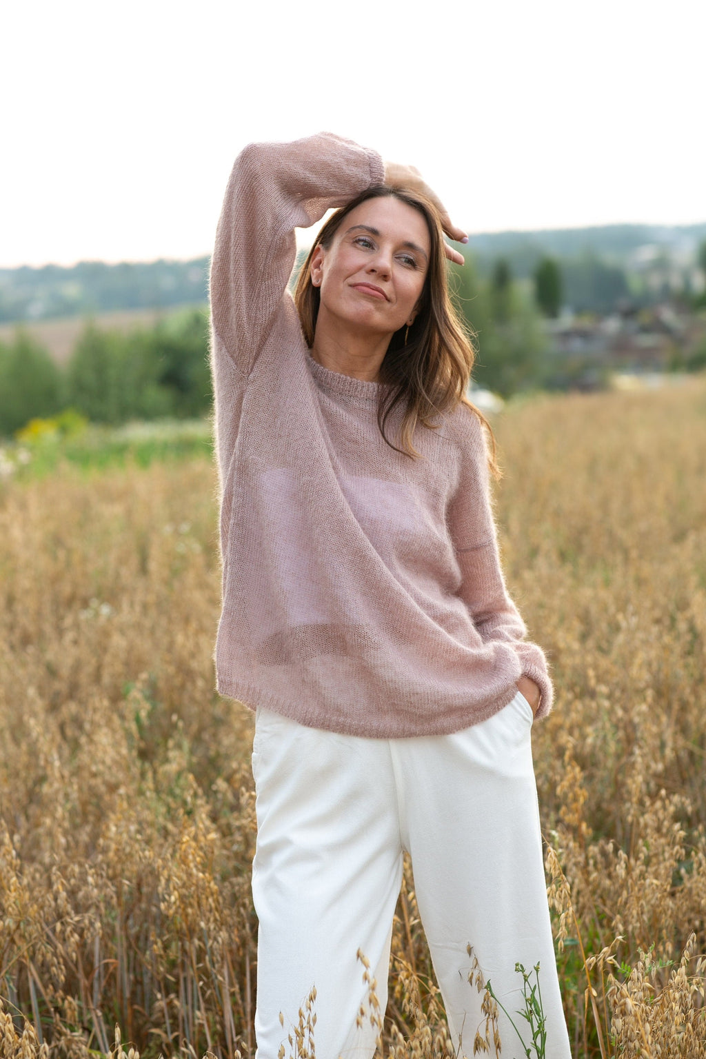 Powder Mohair Silk Sweater: Lightweight Knitted Pullover