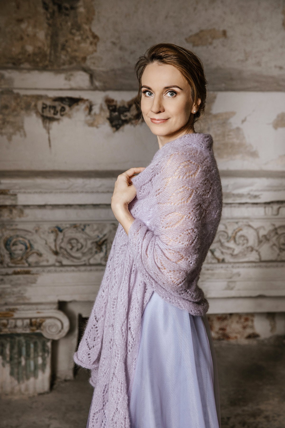 Light Lavender Mohair Silk Shawl: Bridal Wedding Wrap