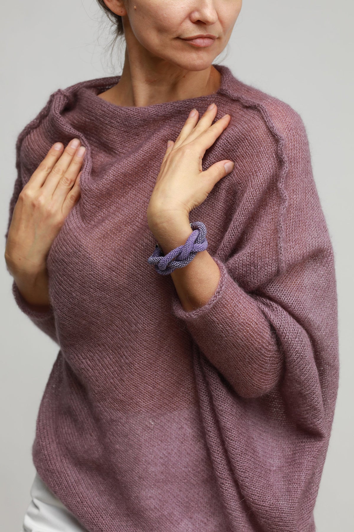 Heather Mohair Silk Poncho: Lightweight Knit Cardigan Cape