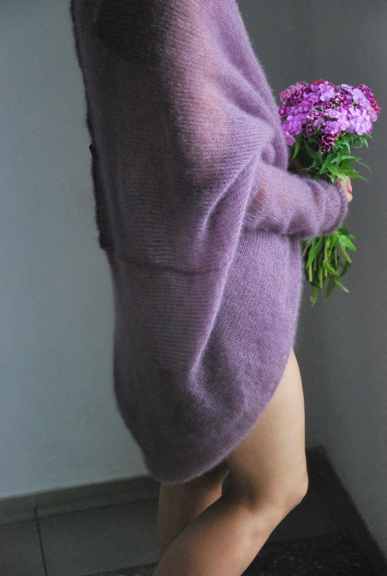 Hand Knit Mohair Cardigan: Bridal Wedding Sweater, Soft Knit Cape