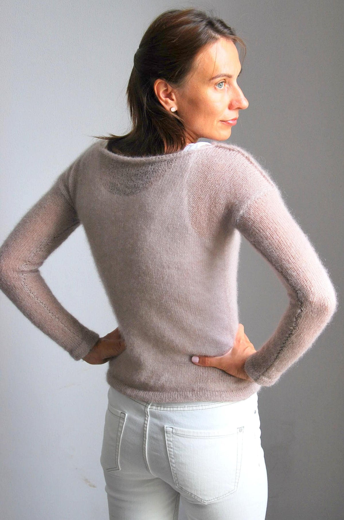 Beige Mohair Bridal Sweater: Sheer Knit Wedding Pullover