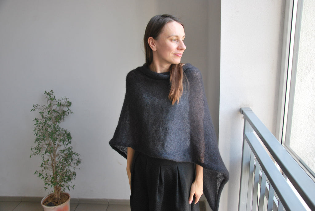 Black Mohair Silk Wedding Shawl: Lightweight Bridal Wrap