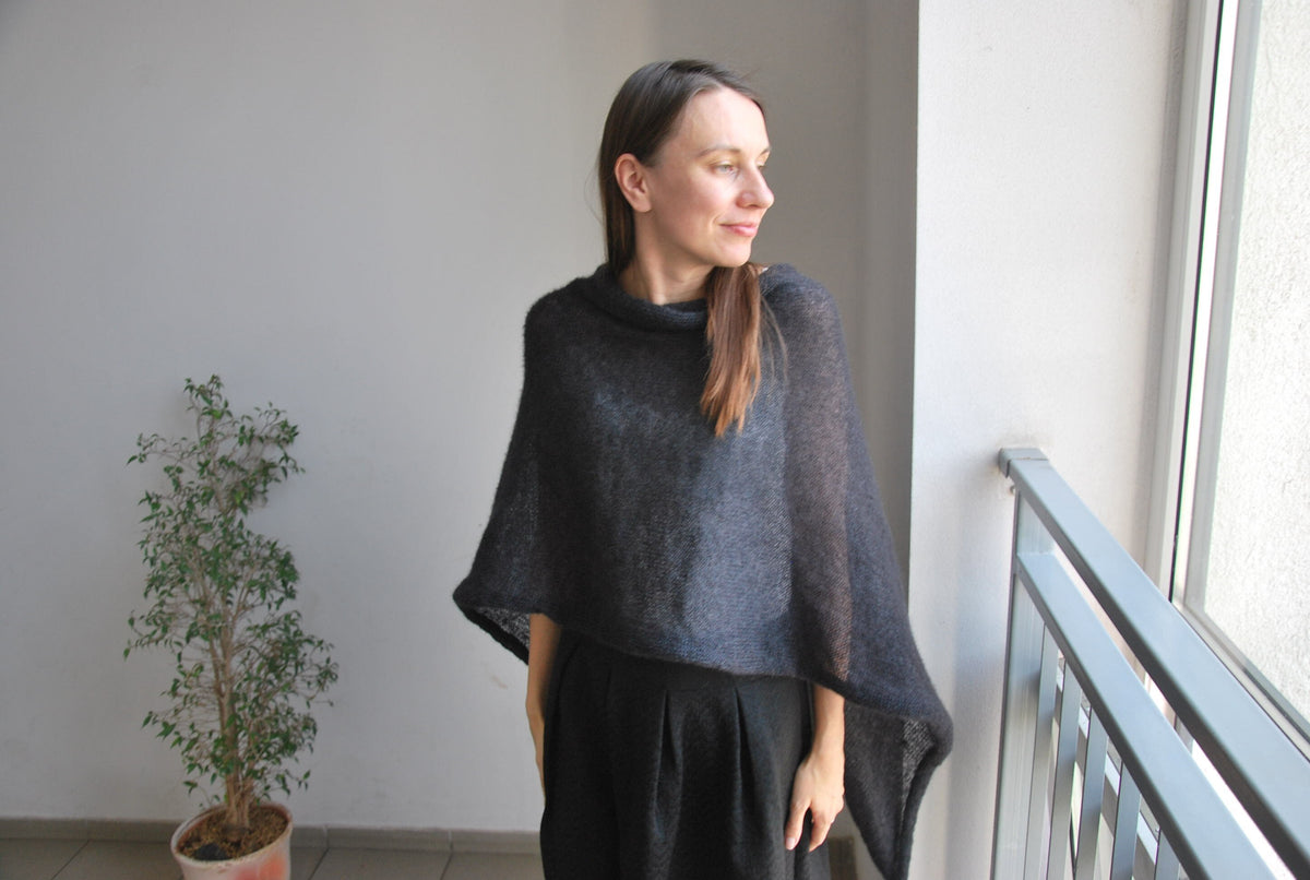 Black Mohair Silk Wedding Shawl: Lightweight Bridal Wrap