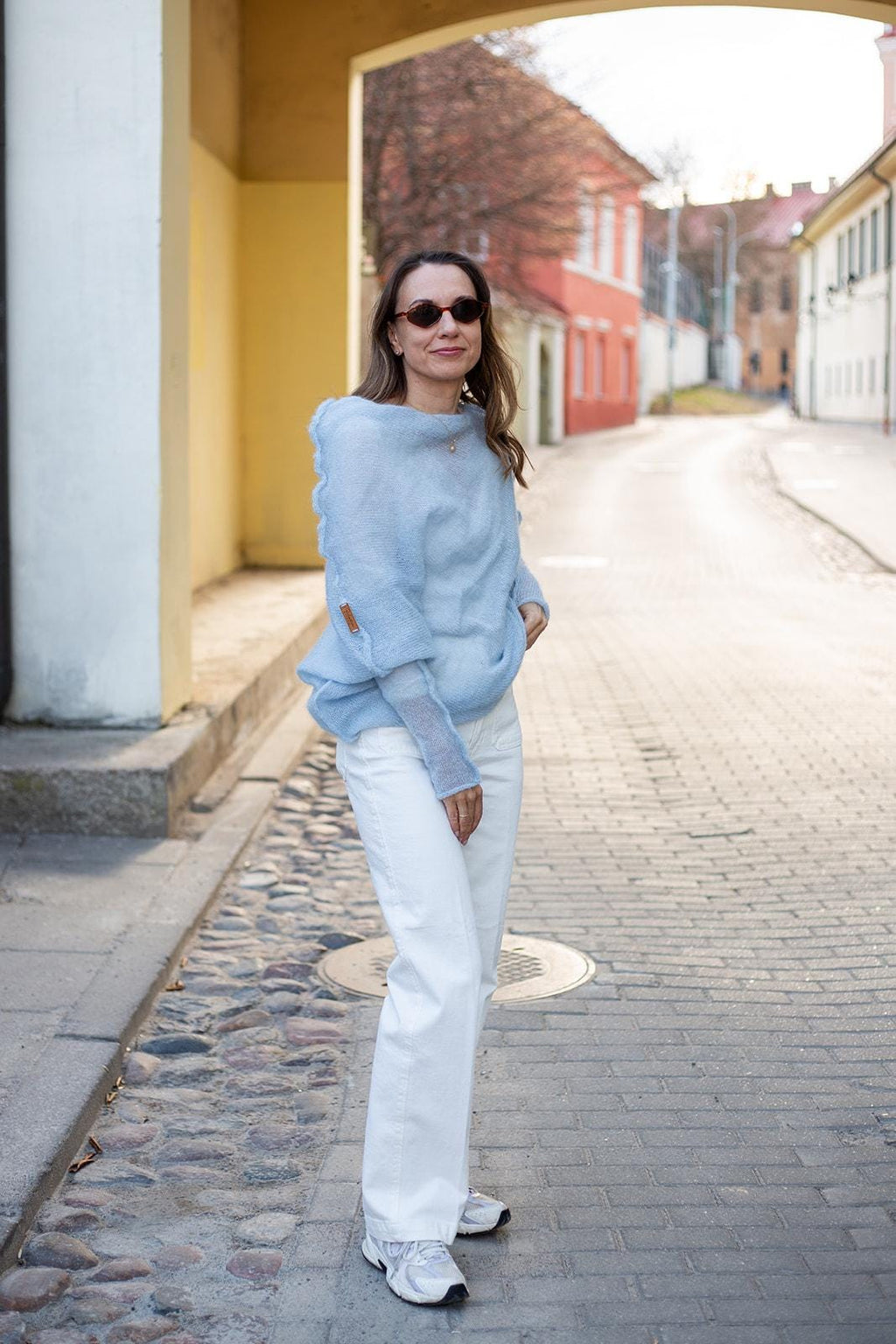 Light Blue Mohair Silk Sweater, Soft Knit Pullover Women, Bridal Mohair Sweater, Lightweight Blue Poncho, Elegant Wedding Wrap