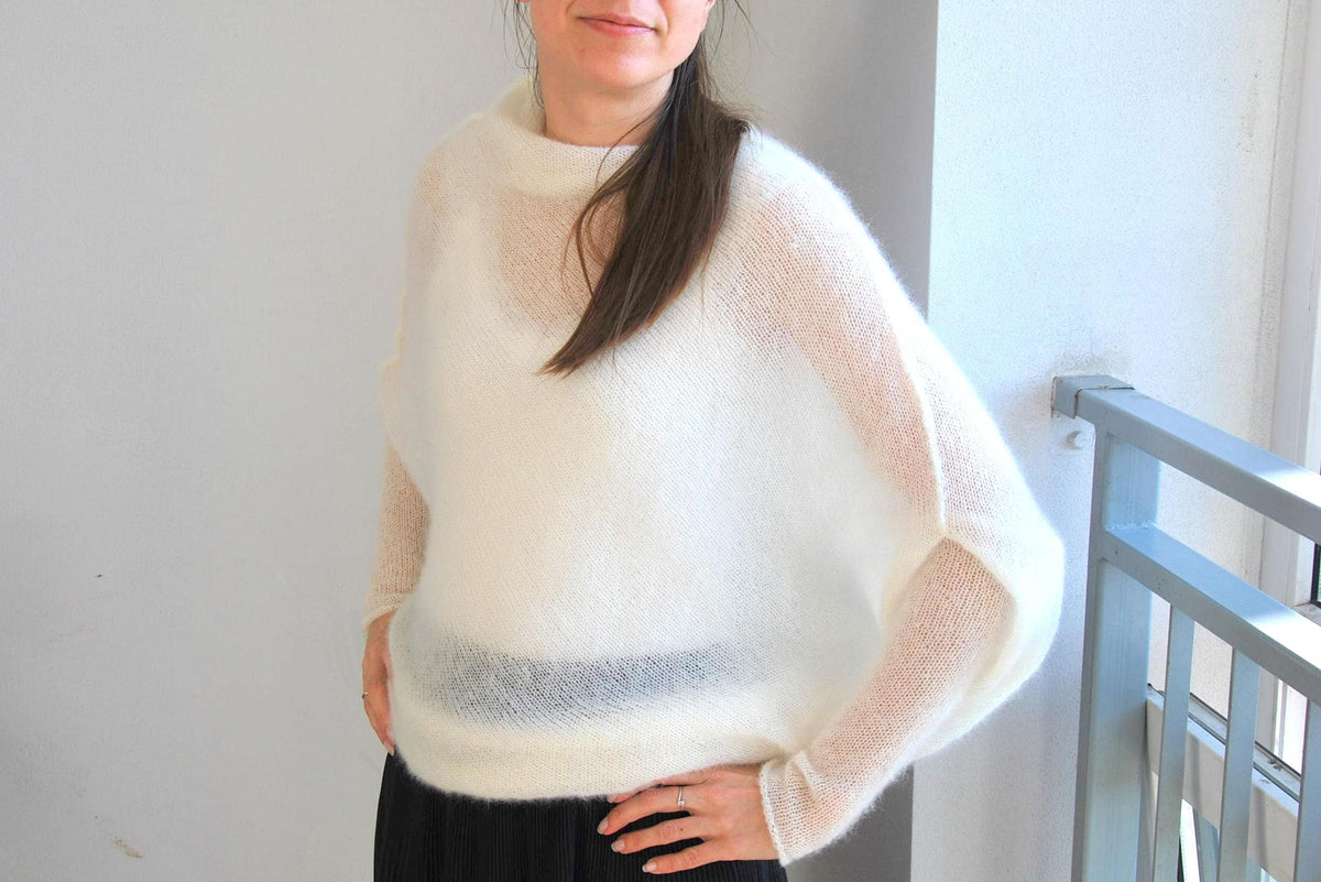 Handmade Mohair Silk Bridal Poncho: Soft Knit Wedding Cover-Up