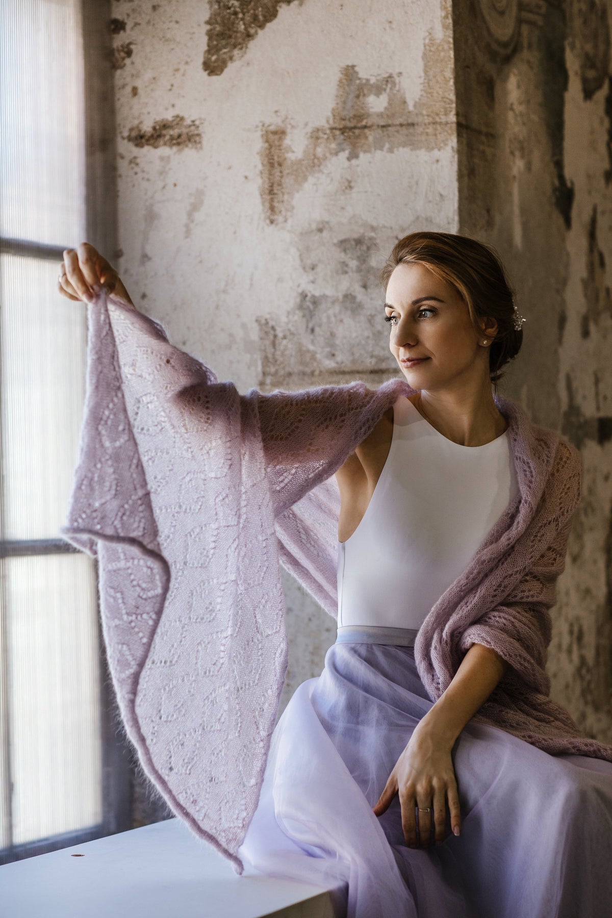 Light Lavender Mohair Silk Shawl: Bridal Wedding Wrap