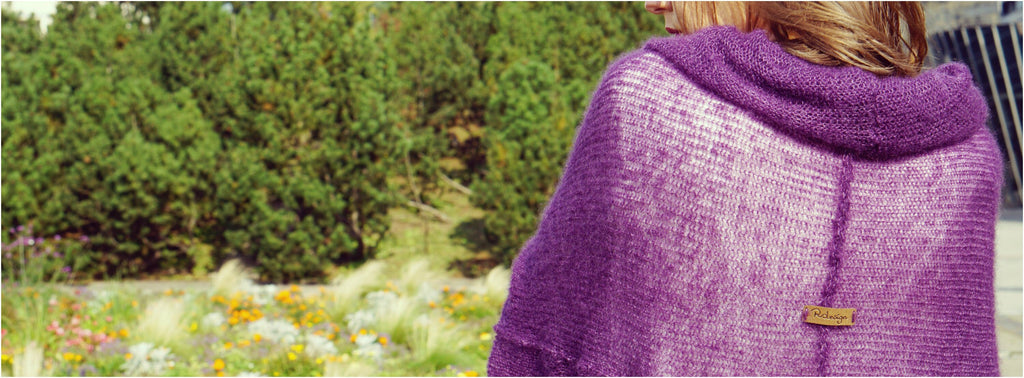 Purple Mohair Silk Cardigan: Bohemian Knit Sweater
