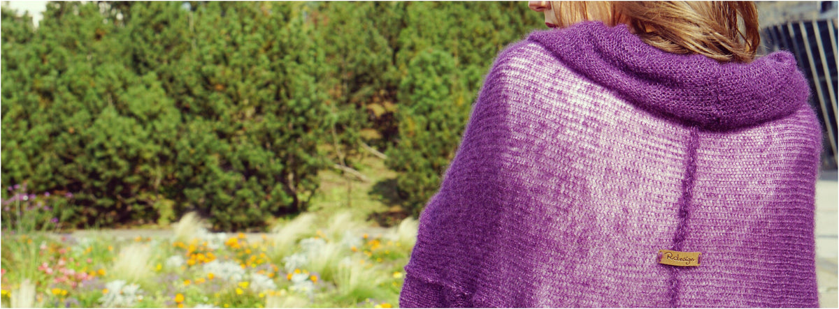 Purple Mohair Silk Cardigan: Bohemian Knit Sweater