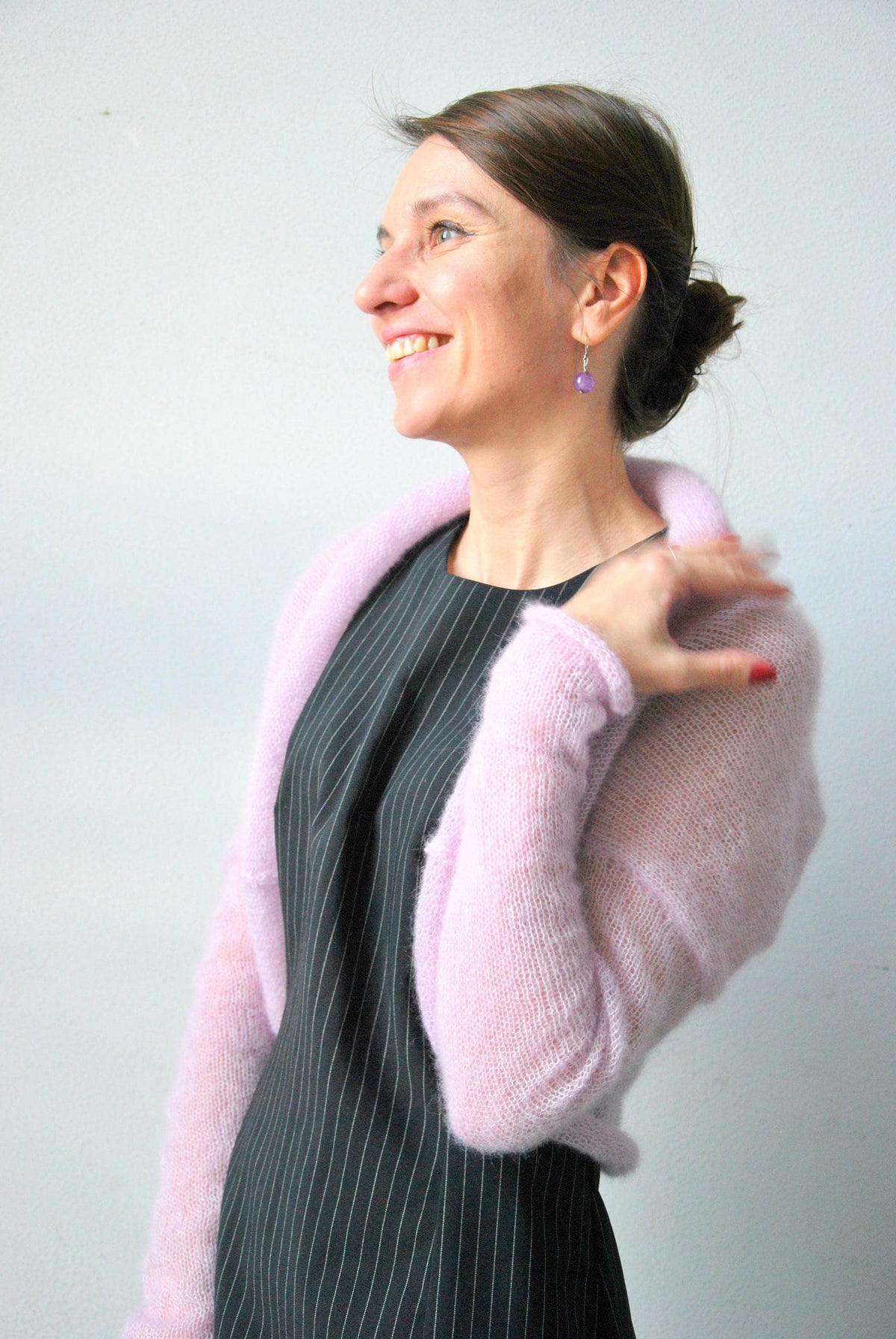 Knit Mohair Bridal Bolero: Light Pink Wedding Shrug