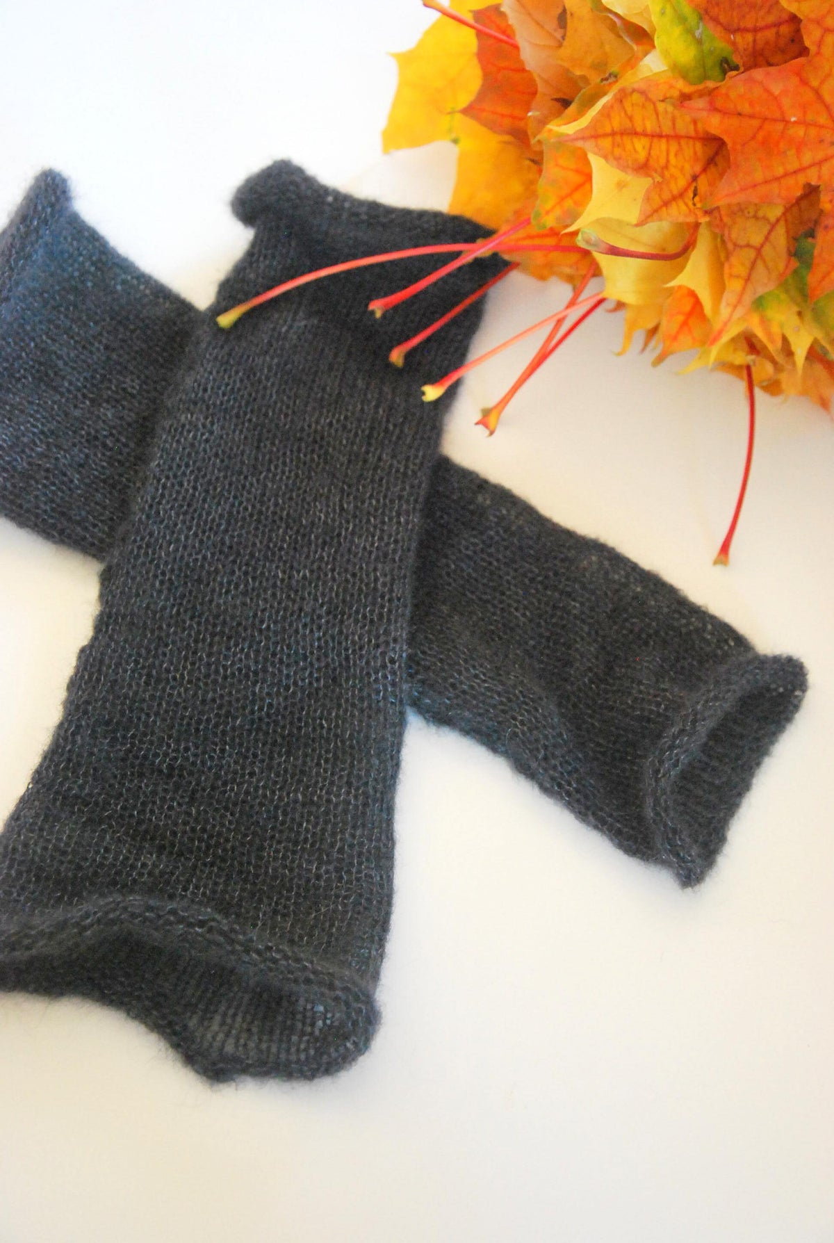 Long Mohair Fingerless Gloves: Knit Arm Warmers