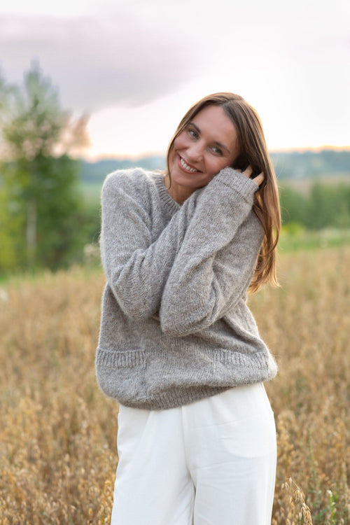 Alpaca Silk Sweater: Pocketed Cozy Pullover