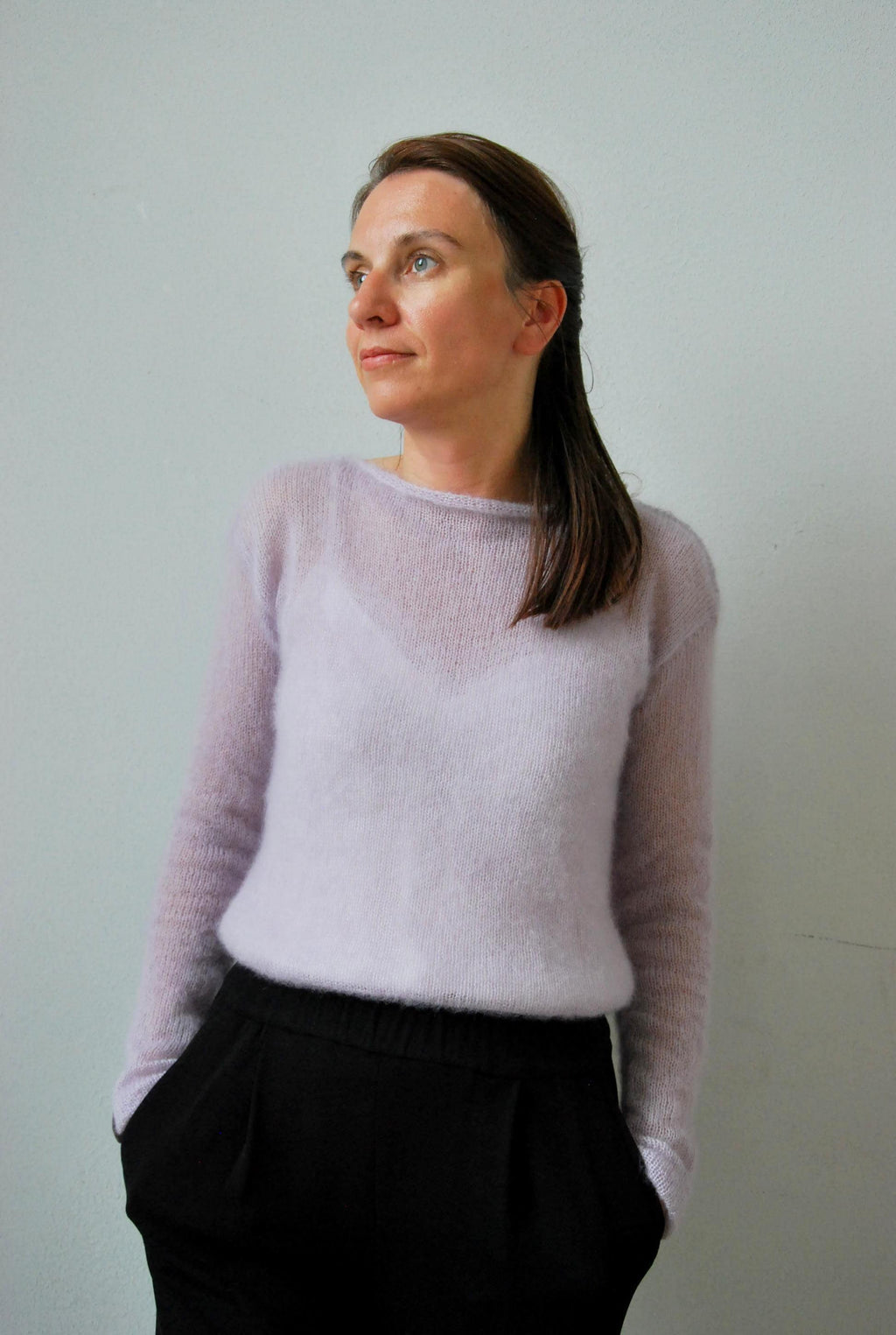 Pearl Gray Mohair Silk Knit Sweater - Bridal Shrug