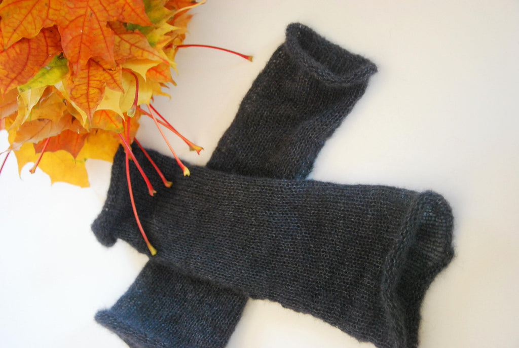 Long Mohair Fingerless Gloves: Knit Arm Warmers