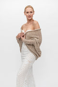 Beige Alpaca Silk Bridal Cardigan: Soft Knit Wedding Shrug