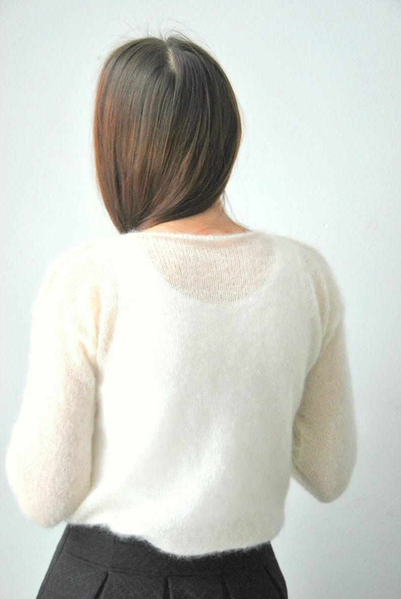 White sweater, sweater, mohair sweater, white jumper, wedding sweater, bridal sweater, knit sweater, white pullover, bridal shrugs, pullover