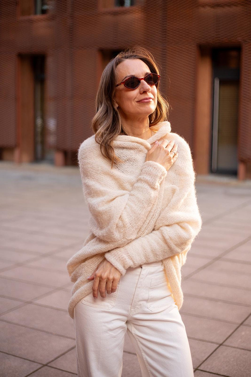 Cream ivory boho cardigan alpaca silk, handmade wrap sweater,  soft lightweight knitwear, cozy minimalist bohemian sweater