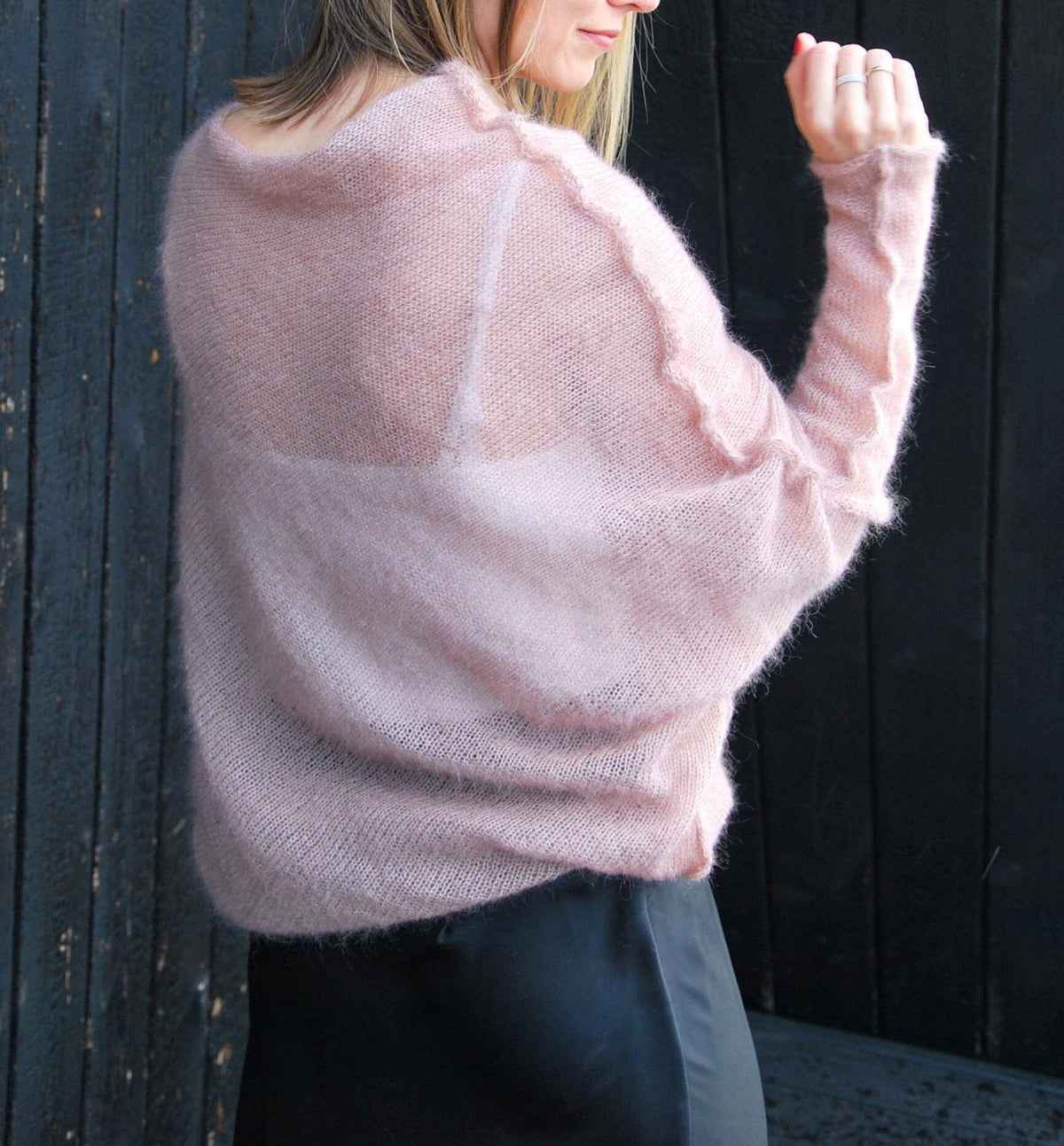 Pink Mohair Silk Cocoon Poncho: Bridal Cover-Up